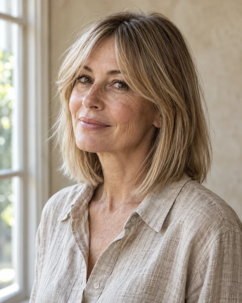 The Blunt Lob with Wispy Curtain Bangs