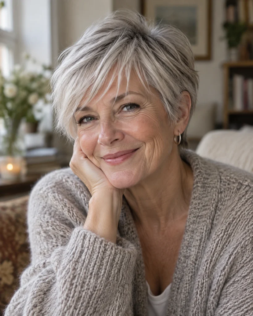 The Brushed-Forward Bixie with Textured Bangs
