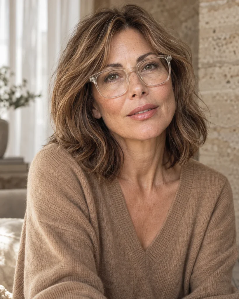 The Collarbone Lob with Soft Curtain Bangs