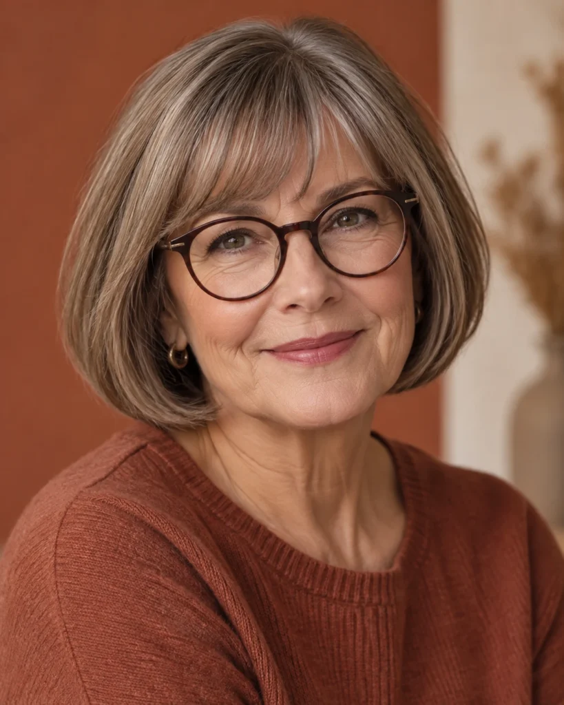 The Rounded Chin Bob with Arched Bangs