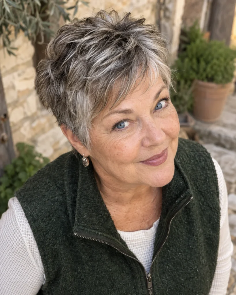 The Salt-and-Pepper Choppy Pixie