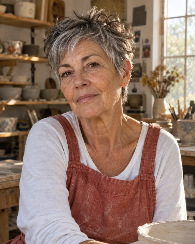 The Salt-and-Pepper Choppy Pixie