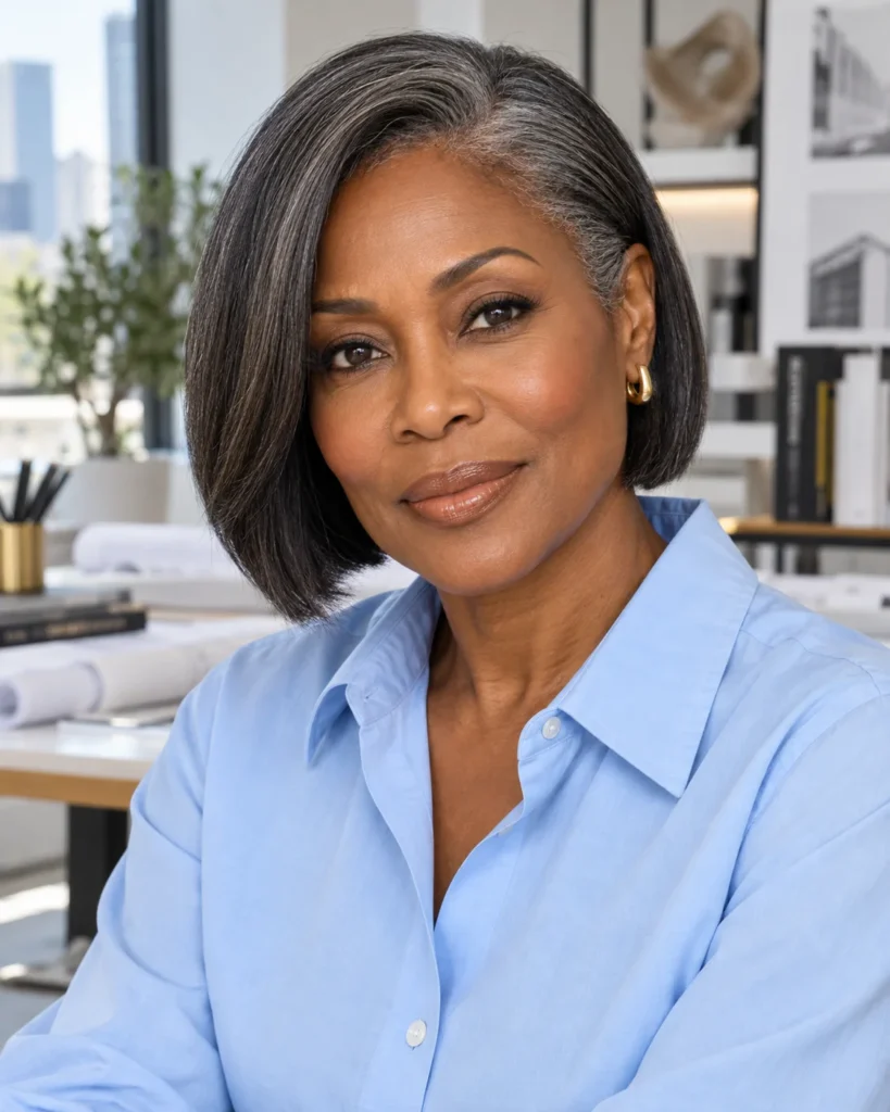 The Sleek Tucked Bob with Side Part