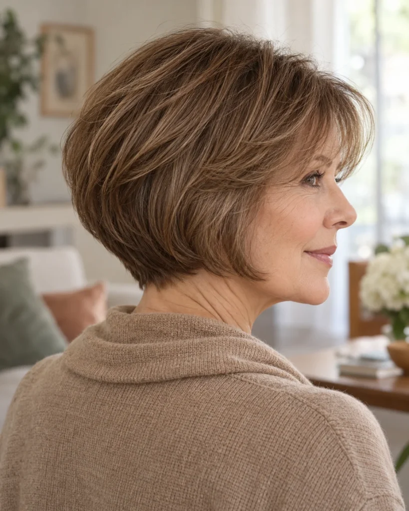 The Soft Curved Wedge with Feathery Bangs