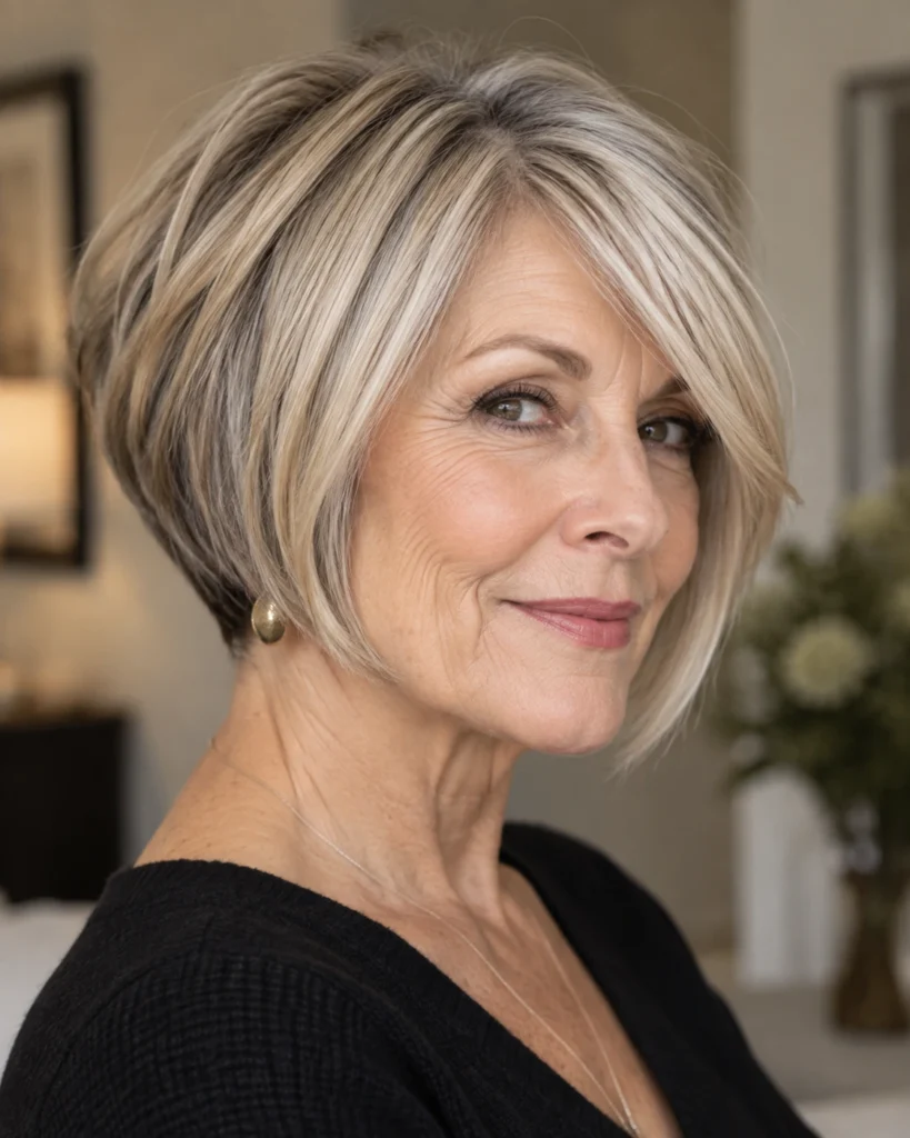 The Stacked Inverted Bob with Swoop Bangs