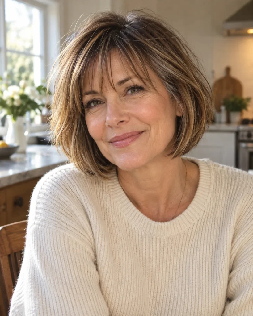 The Classic Textured Bob with Wispy Bangs