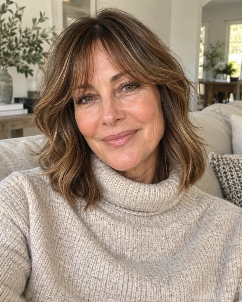 The Collarbone Lob with Bottleneck Bangs