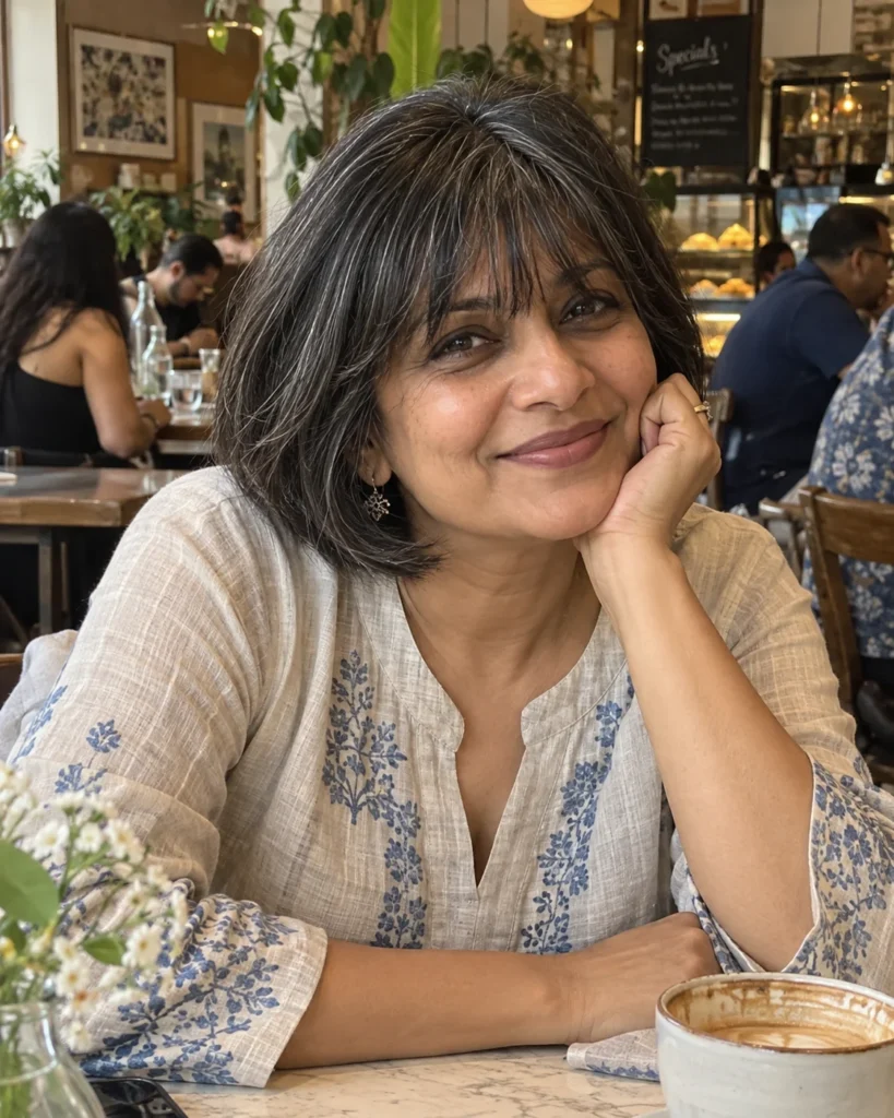 The French Layered Bob with Brow-Grazing Fringe